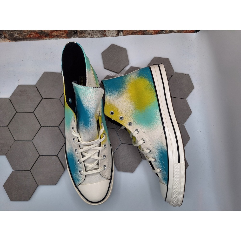 Converse Chuck 70 Hi Blue Green Tie Dye Shoes Canvas Sneakers Men's Sz 15 Rare - Picture 9 of 11